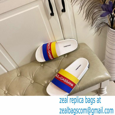 Dolce  &  Gabbana Striped Rubber Sliders Yellow/Red/Blue 2021